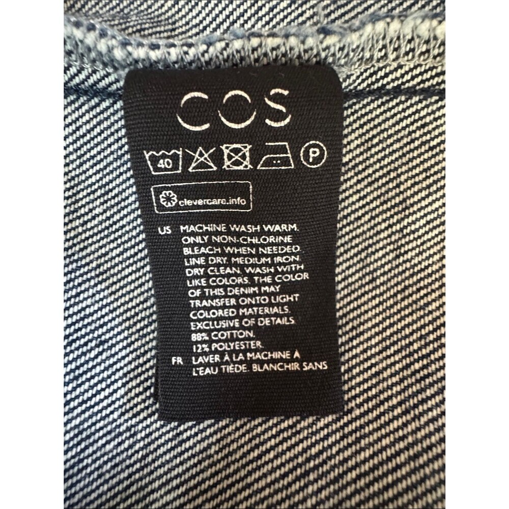 COS Topstitched Denim Shirt Dress  Cotton Blue Size 2 Small Scandinavian style - Picture 5 of 7